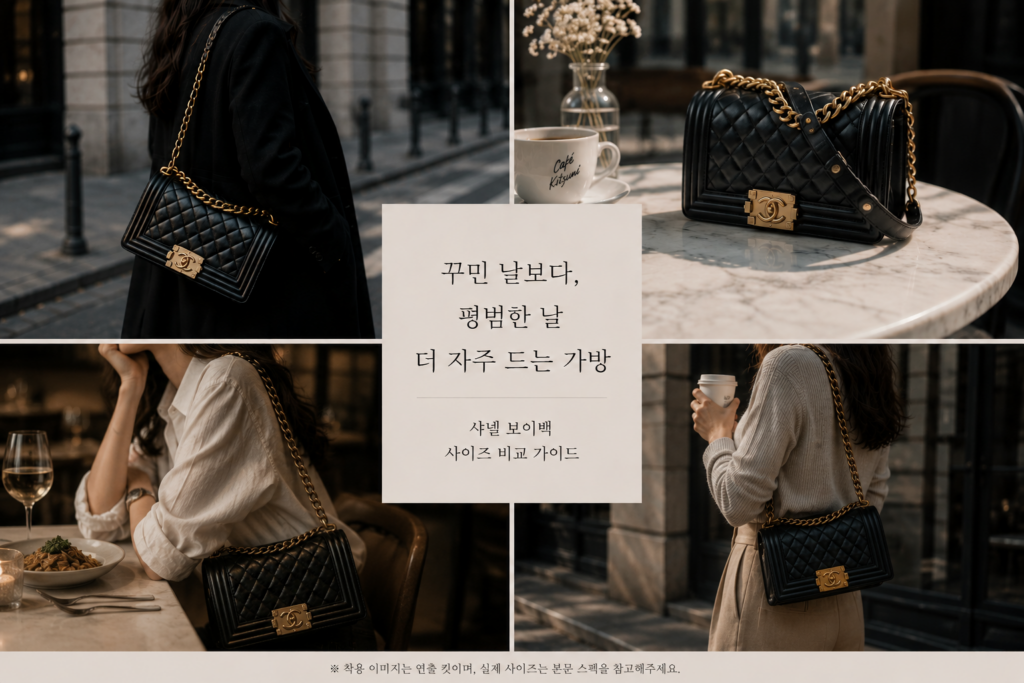 샤넬 보이백 미디움 데일리 스타일링 이미지 - 자연스러운 카페룩과 감성 분위기