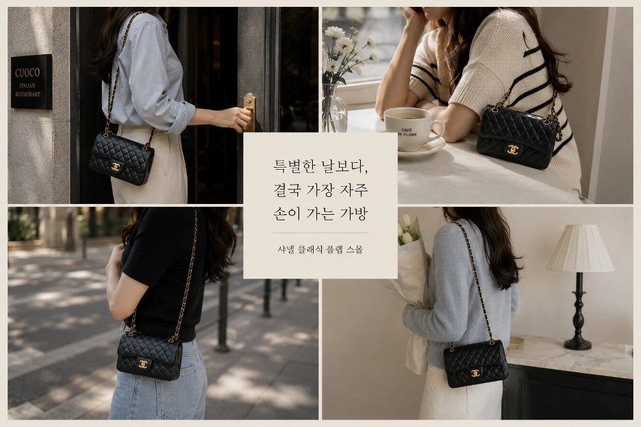 샤넬 클래식 플랩 스몰 데일리룩 감성 착용